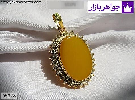 مدال نقره عقیق زرد زنانه دست ساز [شرف الشمس] - 65378